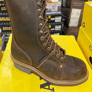 10 inch Leather Composite safety toe cap lineman boots